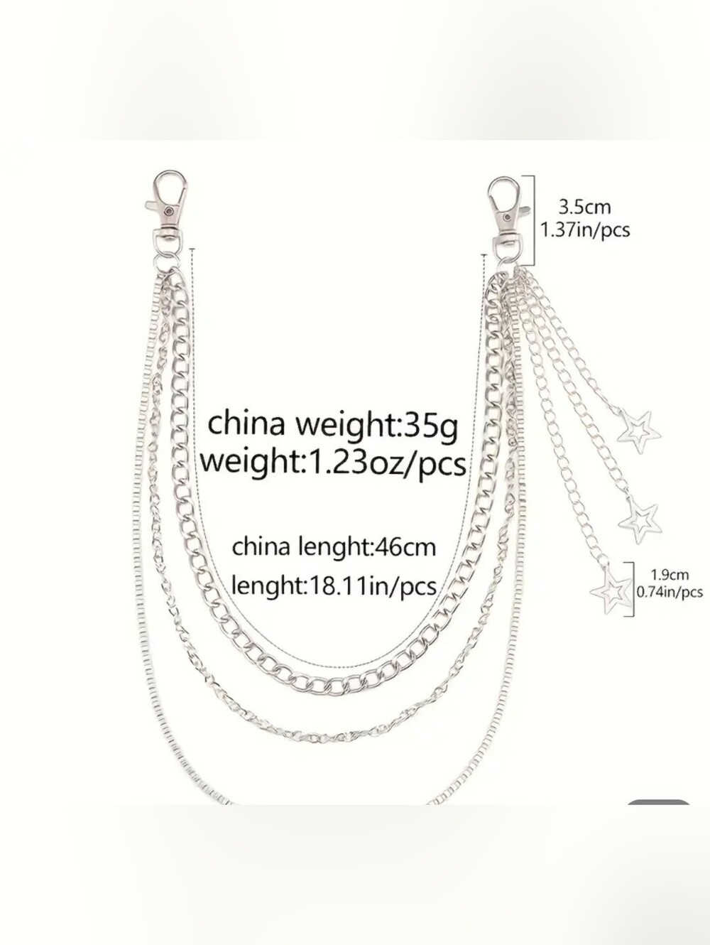 Men's Multi-Chain Waist & Pocket Accessory - Silver - Picture 2 of 4